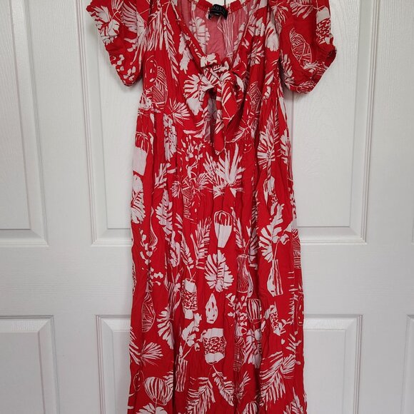 Eloquii Tie Front Tropical Maxi Dress - Picture 2 of 4